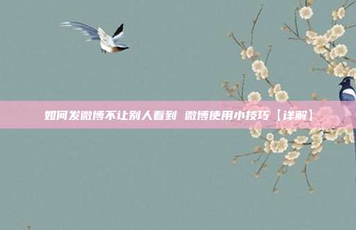 如何发微博不让别人看到 微博使用小技巧【详解】