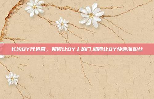 长沙DY代运营,如何让DY上热门,如何让DY快速涨粉丝