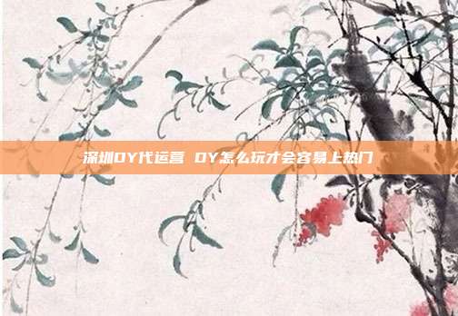 深圳DY代运营 DY怎么玩才会容易上热门
