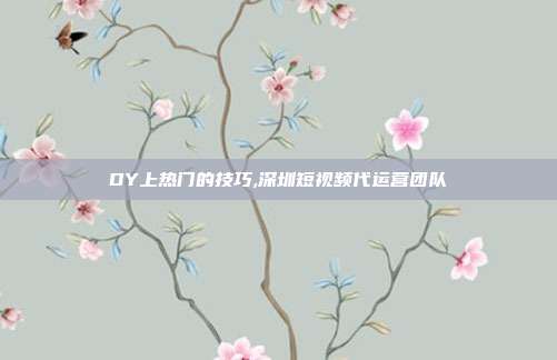 DY上热门的技巧,深圳短视频代运营团队
