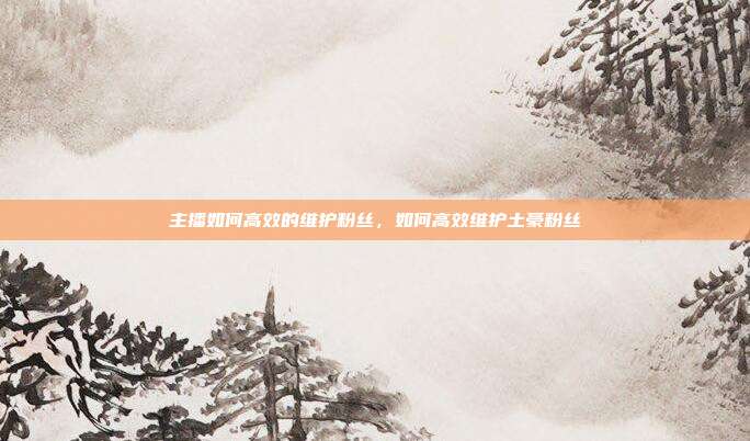 主播如何高效的维护粉丝,如何高效维护土豪粉丝