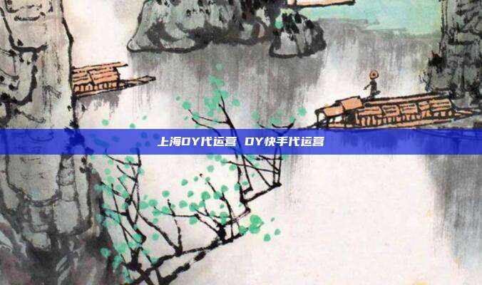 上海DY代运营 DY快手代运营