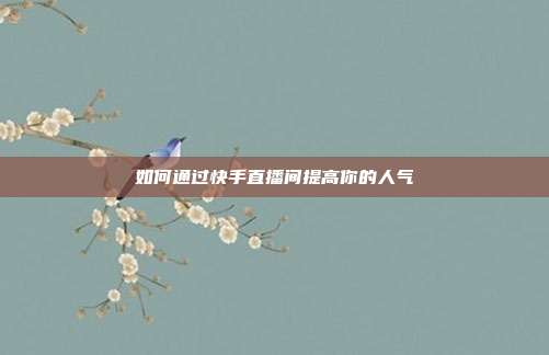 如何通过快手直播间提高你的人气