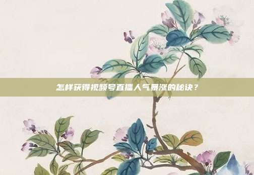 怎样获得视频号直播人气暴涨的秘诀?