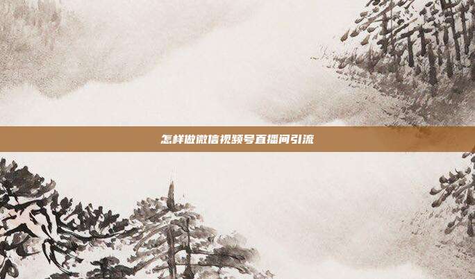 怎样做微信视频号直播间引流