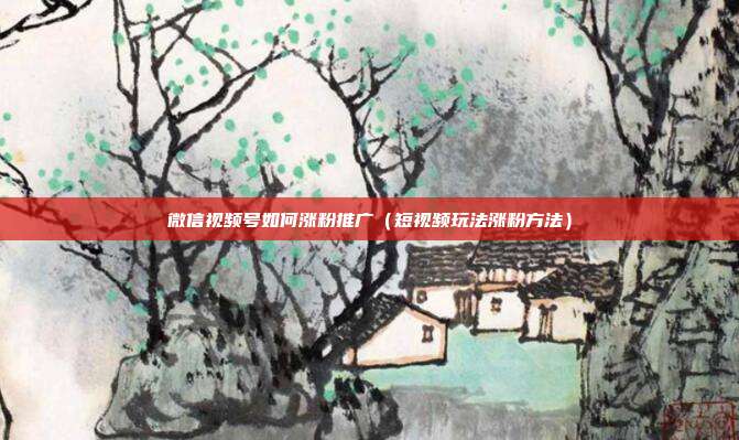 微信视频号如何涨粉推广(短视频玩法涨粉方法)