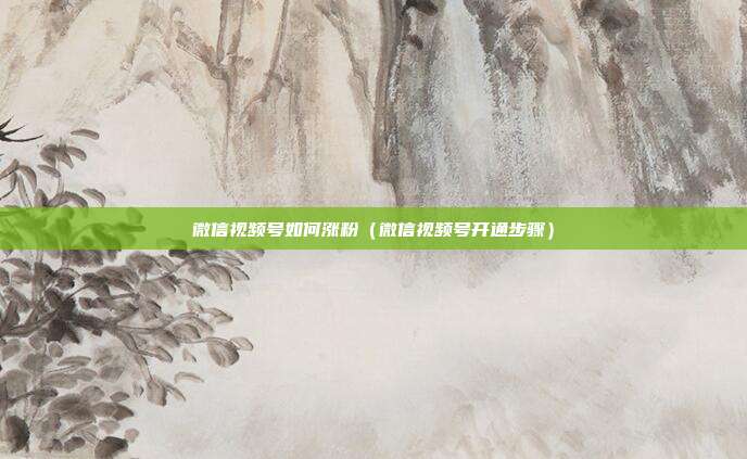 微信视频号如何涨粉(微信视频号开通步骤)