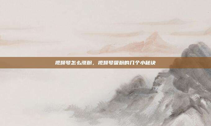 视频号怎么涨粉,视频号吸粉的几个小秘诀