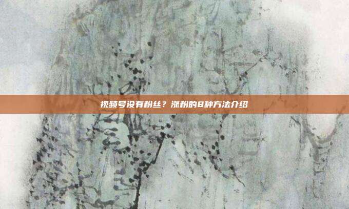 视频号没有粉丝?涨粉的8种方法介绍