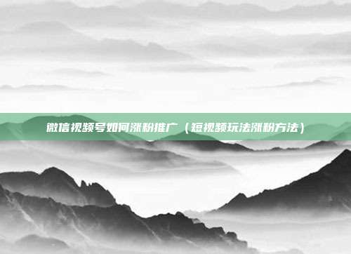微信视频号如何涨粉推广(短视频玩法涨粉方法)