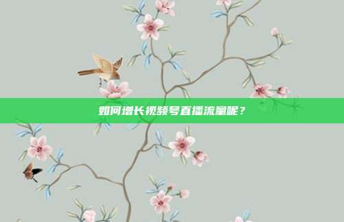 如何增长视频号直播流量呢?
