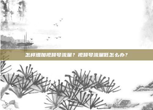 怎样增加视频号流量？视频号流量低怎么办？