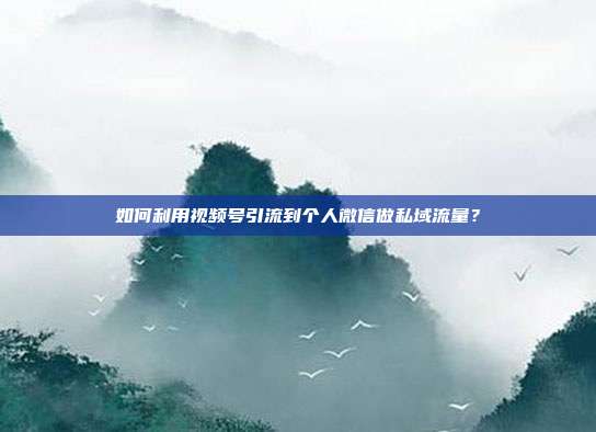 如何利用视频号引流到个人微信做私域流量?