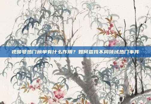 视频号热门榜单有什么作用?如何查找不同领域热门事件