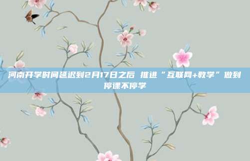 河南开学时间延迟到2月17日之后 推进“互联网+教学”做到停课不停学