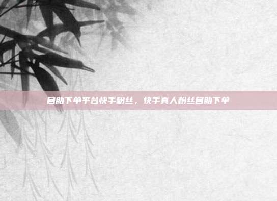 自助下单平台快手粉丝，快手真人粉丝自助下单