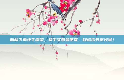 自助下单快手刷赞，快手买赞最便宜，轻松提升曝光量！