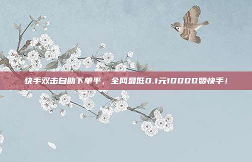 快手双击自助下单平，全网最低0.1元10000赞快手！