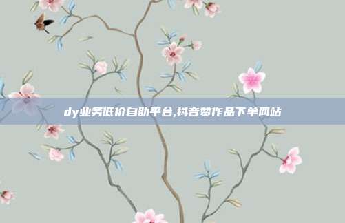 dy业务低价自助平台,抖音赞作品下单网站