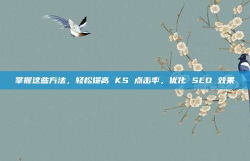 掌握这些方法，轻松提高 KS 点击率，优化 SEO 效果