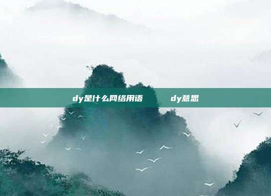 dy是什么网络用语     dy意思