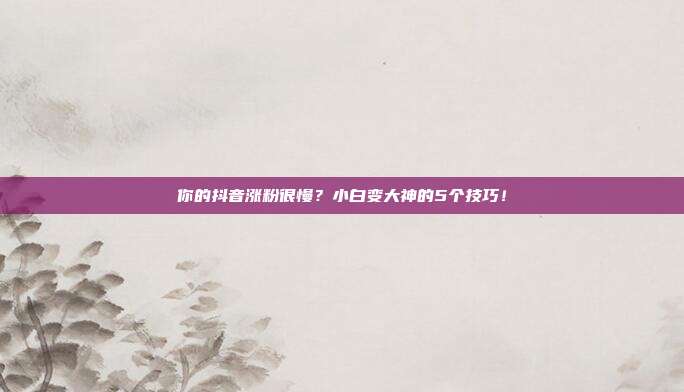 你的抖音涨粉很慢？小白变大神的5个技巧！