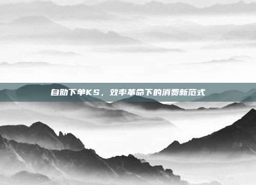 自助下单KS，效率革命下的消费新范式