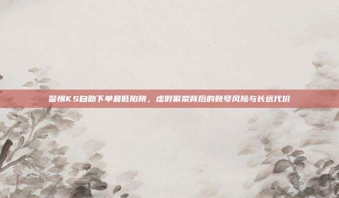 警惕KS自助下单最低陷阱,虚假繁荣背后的账号风险与长远代价