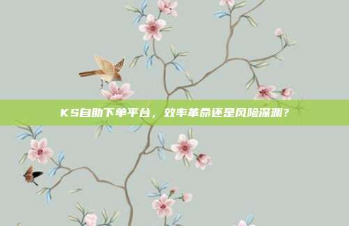 KS自助下单平台,效率革命还是风险深渊?