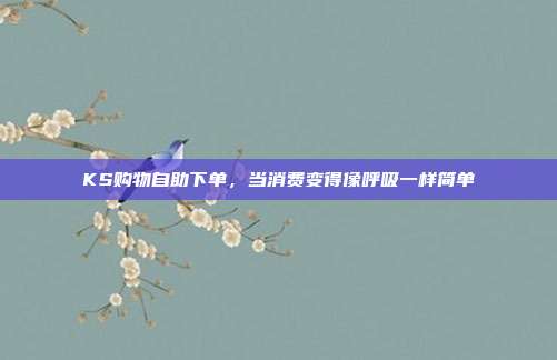 KS购物自助下单,当消费变得像呼吸一样简单