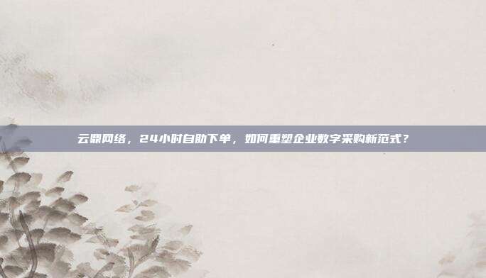 云鼎网络，24小时自助下单，如何重塑企业数字采购新范式？