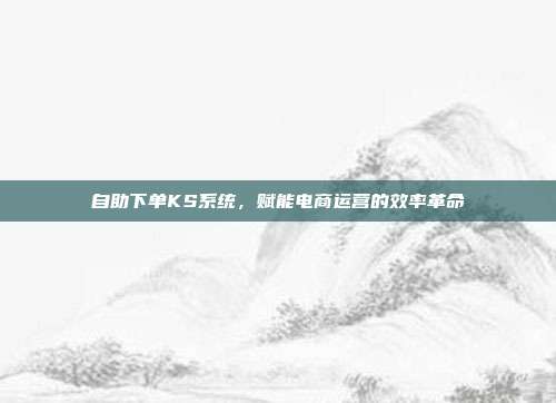 自助下单KS系统,赋能电商运营的效率革命