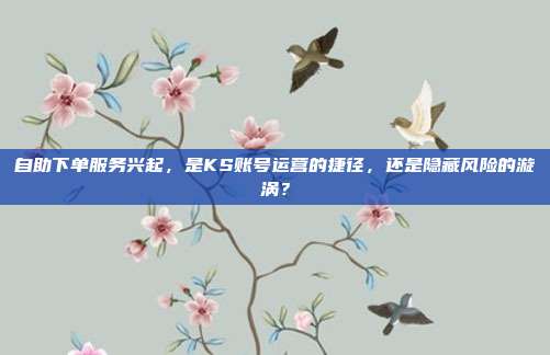 自助下单服务兴起，是KS账号运营的捷径，还是隐藏风险的漩涡？