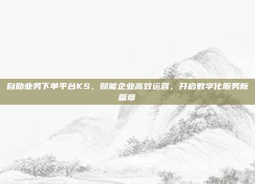 自助业务下单平台KS，赋能企业高效运营，开启数字化服务新篇章