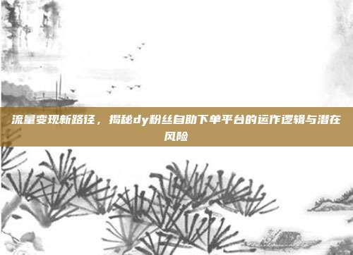 流量变现新路径，揭秘dy粉丝自助下单平台的运作逻辑与潜在风险