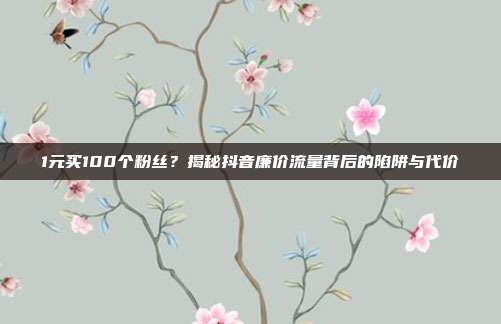 1元买100个粉丝？揭秘抖音廉价流量背后的陷阱与代价