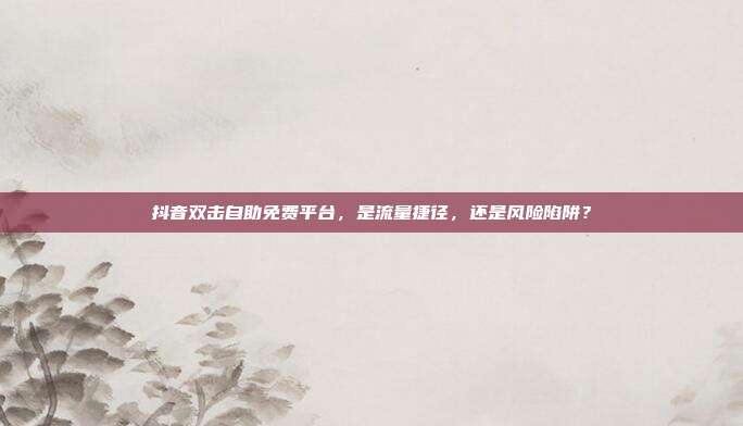 抖音双击自助免费平台,是流量捷径,还是风险陷阱?