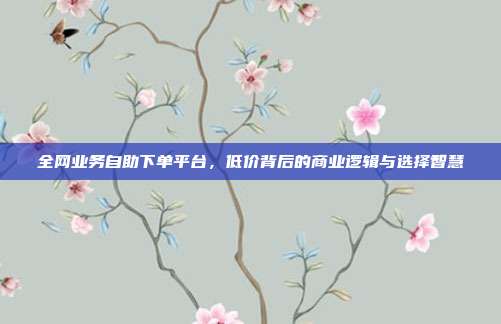 全网业务自助下单平台,低价背后的商业逻辑与选择智慧