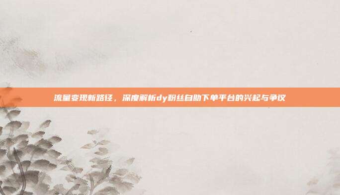 流量变现新路径，深度解析dy粉丝自助下单平台的兴起与争议