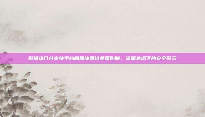 警惕热门分享快手秒刷播放网址免费陷阱，流量焦虑下的安全警示