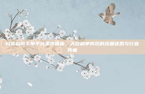 抖音自助下单平台黑市调查，天价刷单背后的流量迷思与行业阵痛