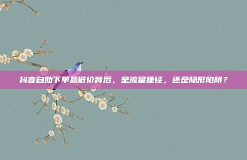 抖音自助下单最低价背后，是流量捷径，还是隐形陷阱？