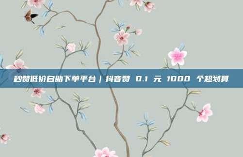 秒赞低价自助下单平台｜抖音赞 0.1 元 1000 个超划算
