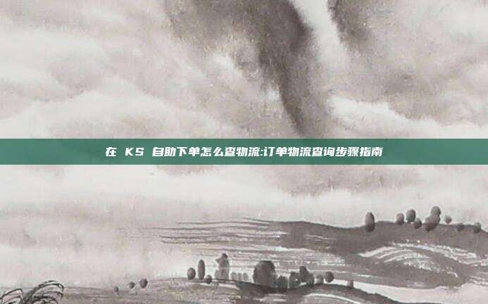 在 KS 自助下单怎么查物流:订单物流查询步骤指南