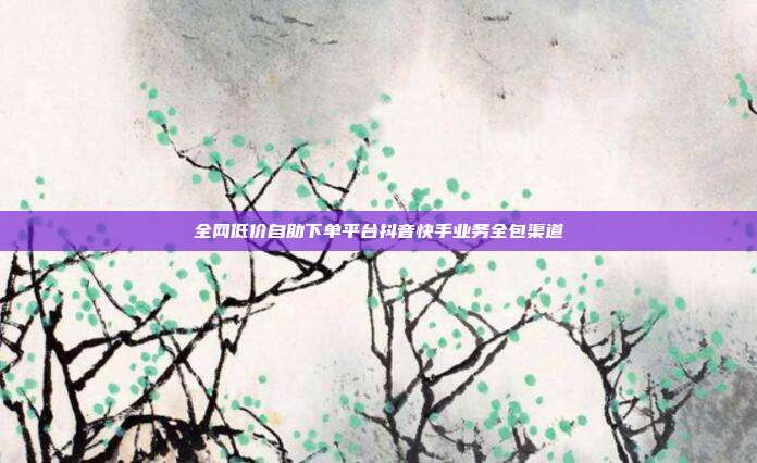 全网低价自助下单平台抖音快手业务全包渠道