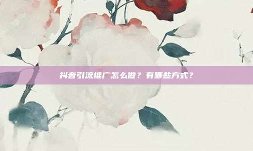 抖音引流推广怎么做？有哪些方式？