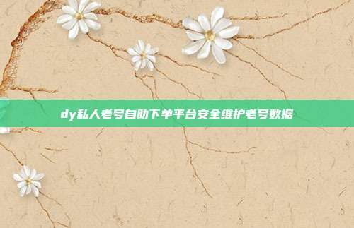dy私人老号自助下单平台安全维护老号数据