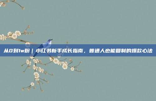 从0到1w粉｜小红书新手成长指南，普通人也能复制的爆款心法