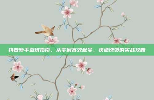 抖音新手避坑指南，从零到高效起号，快速涨赞的实战攻略