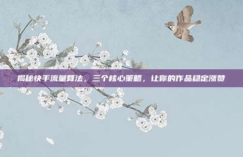 揭秘快手流量算法，三个核心策略，让你的作品稳定涨赞
